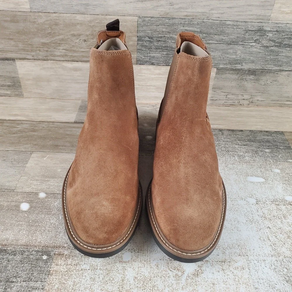 Crown Vintage Lanbart Men Ankle Chelsea Boots Sz 8 M Brown Suede Leather Pull On